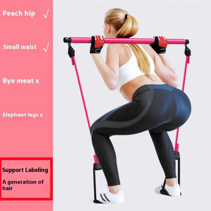 Pilates Stick - Adjustable Fitness Bar for Home Workout, Yoga, Stretching & Toning - Portable Exercise Rod with Elastic Bands Beauty World Shop