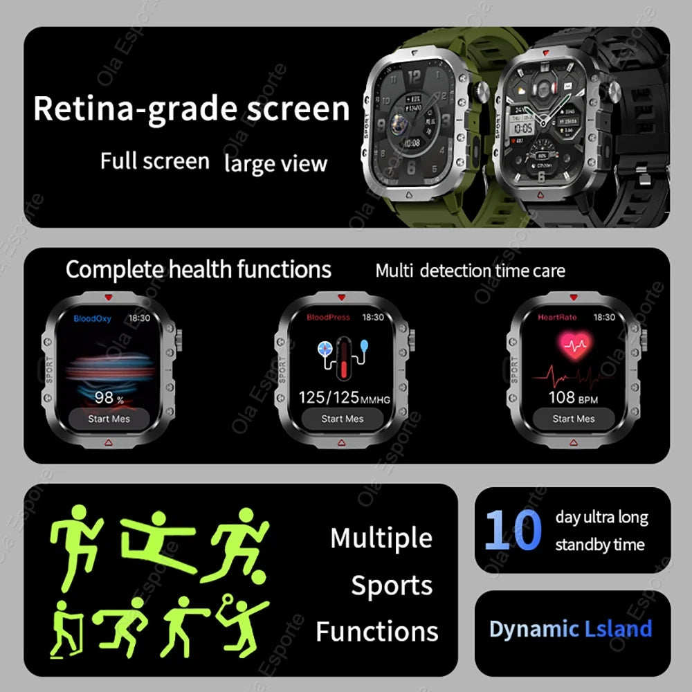 New Military GPS Smart Watch Men Flashlight Compass Waterproof Outdoor Sports Tracker Bluetooth Calls Smartwatch For Android IOS