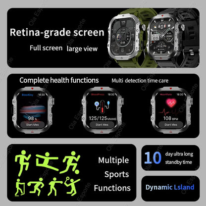 New Military GPS Smart Watch Men Flashlight Compass Waterproof Outdoor Sports Tracker Bluetooth Calls Smartwatch For Android IOS