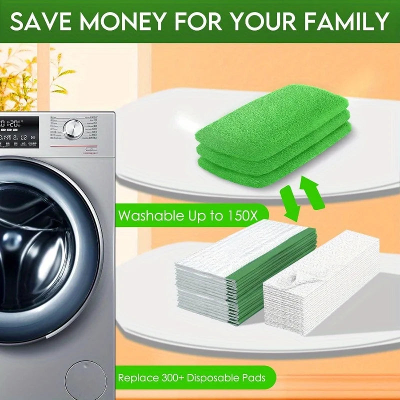 4 Reusable Mop Pads with High Water Absorption and Ultra-fine Fiber Cleaning Pads That Can Firmly Adhere To Most Standard Mops Beauty World Shop