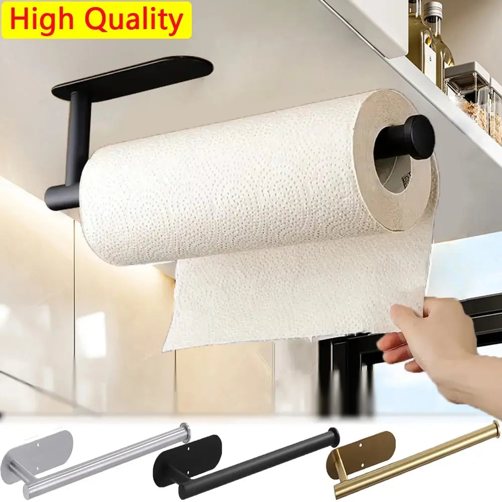 Kitchen Paper Towel Holder Adhesive Tissue Hanger Toilet Roll Paper Dispenser Cabinet Storage Napkin Rack Bathroom Accessories Beauty World Shop