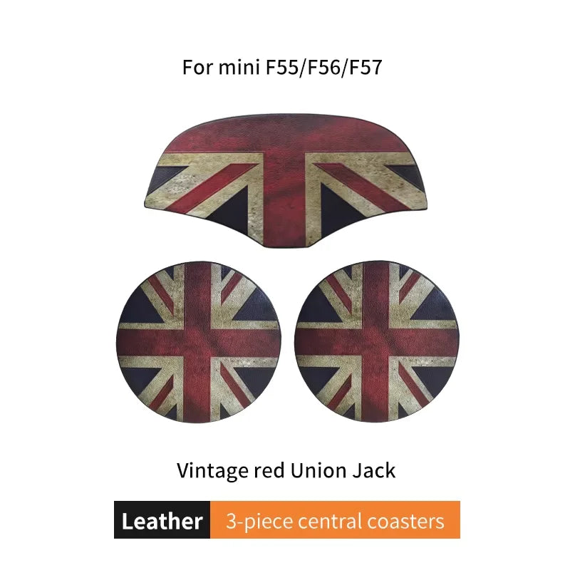 Union Jack Coffee Cushion Storage Groove Protect Coaster Car Cup Anti Slip Pad Mat For MINI Cooper F55 F56 F54 F60 Accessories Beauty World Shop