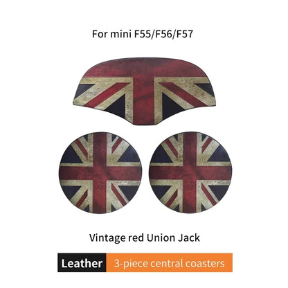 Union Jack Coffee Cushion Storage Groove Protect Coaster Car Cup Anti Slip Pad Mat For MINI Cooper F55 F56 F54 F60 Accessories Beauty World Shop