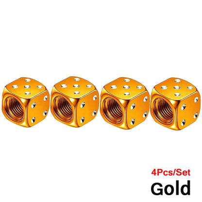 Aluminum Dice Tire Valve Caps Dustproof Car Truck Motocycle Bike Dice Wheel Stem Tyre Tire Wheel Stem Air Valve Dust Cap Cover Beauty World Shop