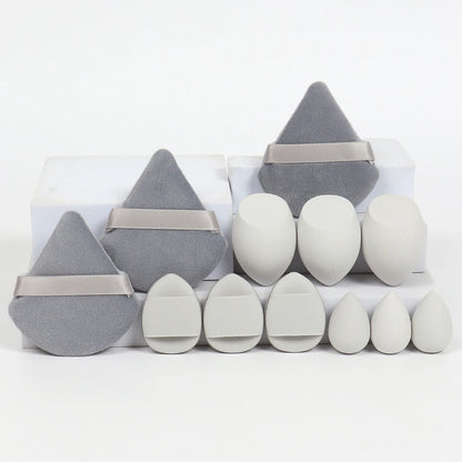 12Pcs All-Purpose Makeup Sponge Set Cosmetic Blender Beauty Eggs Velvet Triangle Powder Puff Finger Puffs Make Up Accessories Beauty World Shop