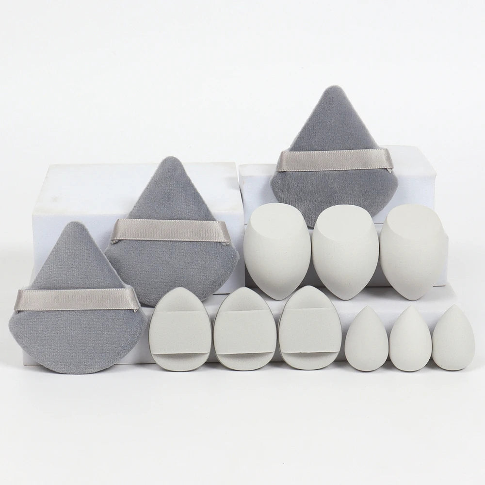 12Pcs Makeup Sponge Velvet Triangle Powder Puff Face Finger Puffs Mini Beauty Egg Liquid Foundation Tools Make Up Accessories Beauty World Shop