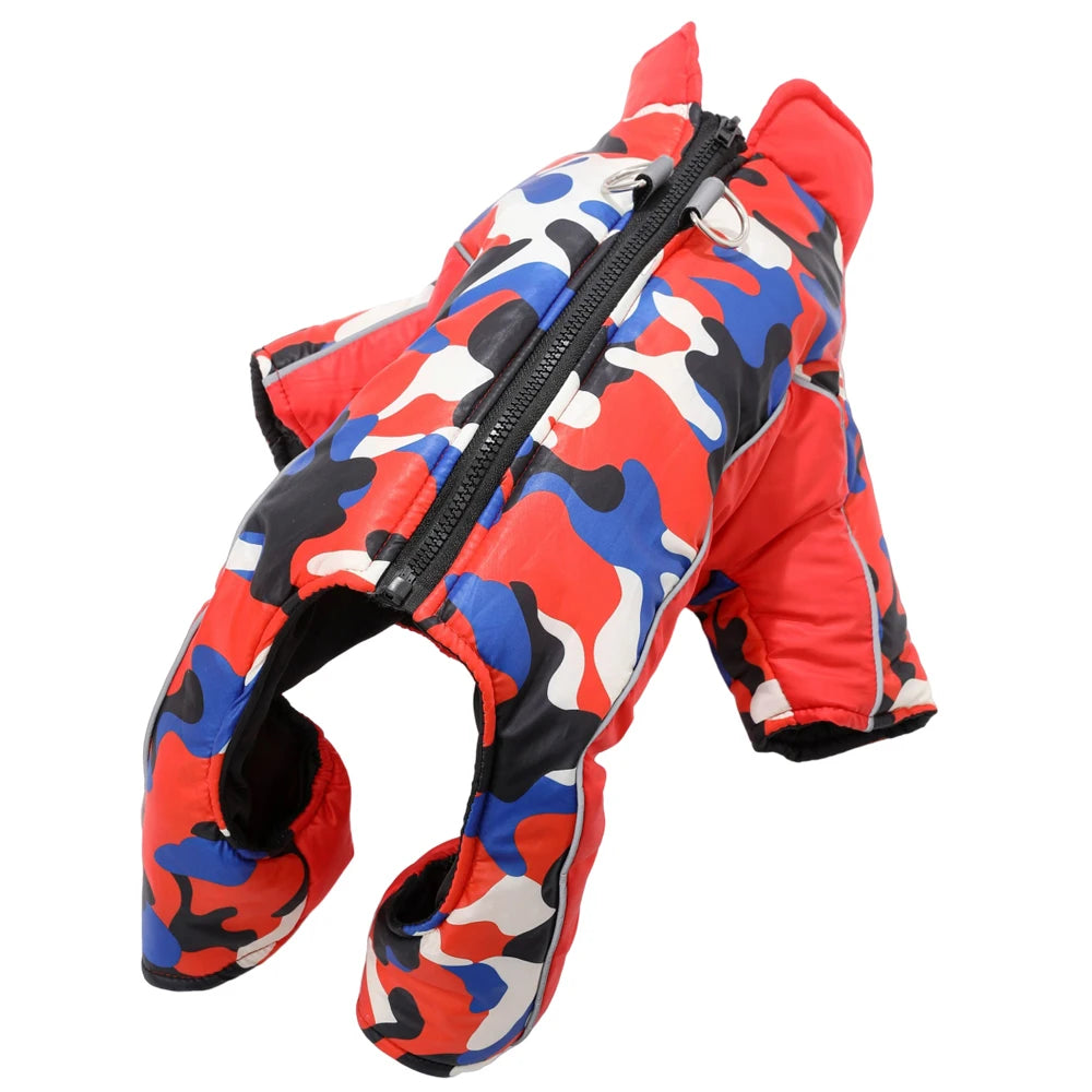 Warm Pet Clothes With D-ring Reflective Dog Jumpsuit For Small Medium Dogs Camouflage Puppy Coat For Winter Chihuahua Pug Jacket