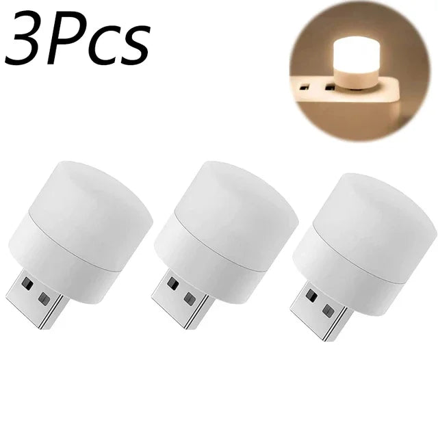 Small USB Night Light Computer Mobile Power Charging Mini Book Lamps LED Light Warm White Eye Protection Reading Light 1/10Pcs Beauty World Shop