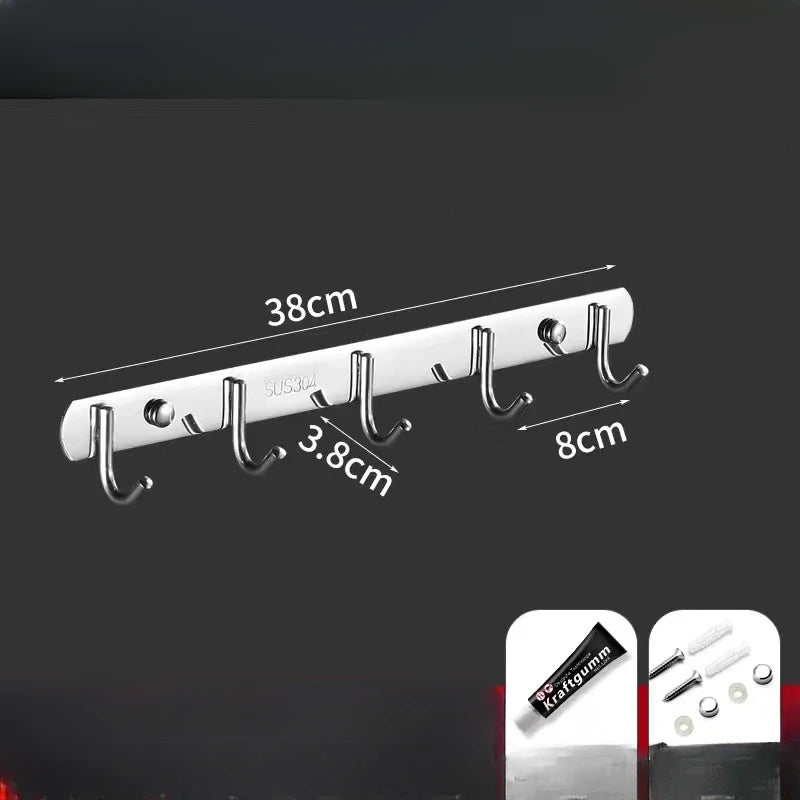 Stainless Steel Hook Hooks Toilet Clothes Hook Kitchen Supplies Hanger Punch-free Hook Rack Beauty World Shop