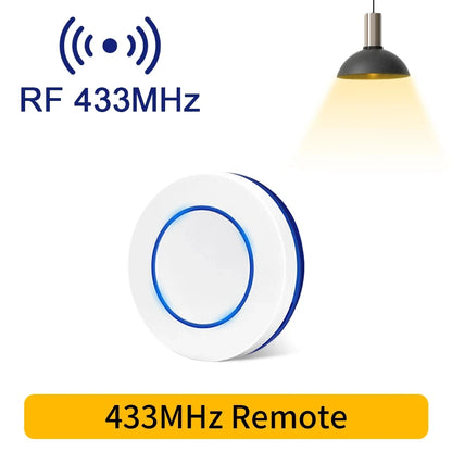 RF 433MHz Wireless Light Switch 220V 110V 10A Relay Controlle Mini Round Button Wall Panel Switch Remote Control For LED Lamp Beauty World Shop