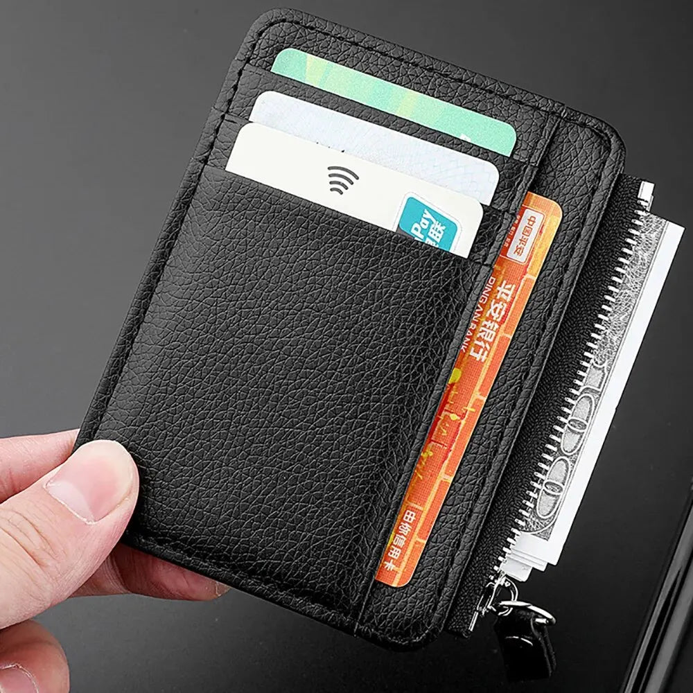 Mini Credit Card Wallet Id Card Holder Men's Small Wallet Thin Sleeve Zipper Short Coin Wallet Beauty World Shop