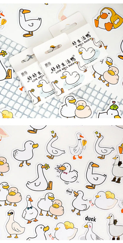 Etori Life46pcs/pack Good Life Duck Album decorative stickers Self-adhesive stickers for DIY student stationery notebook diary Beauty World Shop
