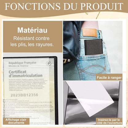 Gray card pocket package and registration Protection cover insurance-plastic transparent pouch for Motorbike Car Documents (1/2, black) Beauty World Shop