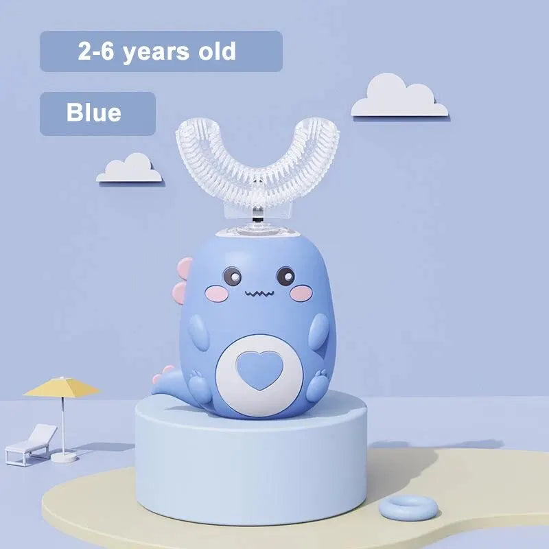 Children'S Electric Toothbrush Food Grade Silicone Oral 360 Degree Automatic Usb Charging Smart Children'S Toothbrush U-Shaped Beauty World Shop