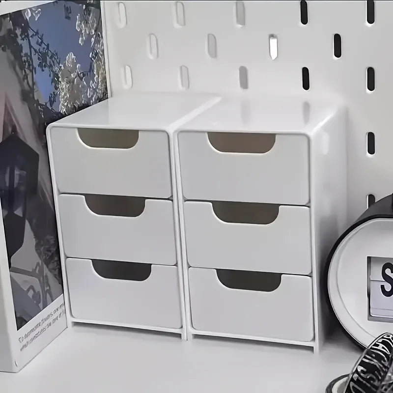 Chic 3-Tier Desk Organizer with Drawers - Ideal for Office Supplies, Jewelry & Cosmetics Storage - Portable Divider Box Beauty World Shop