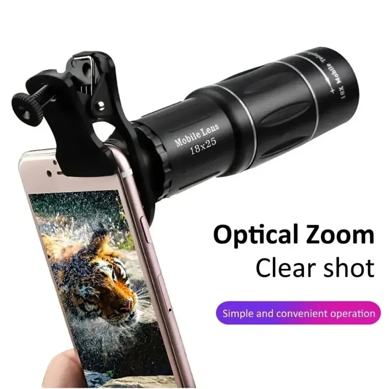 Universal 18x Magnification Mobile Phone Telephoto Lens External Zoom Clip-On Camera Lens for Concerts Beauty Trend Shop