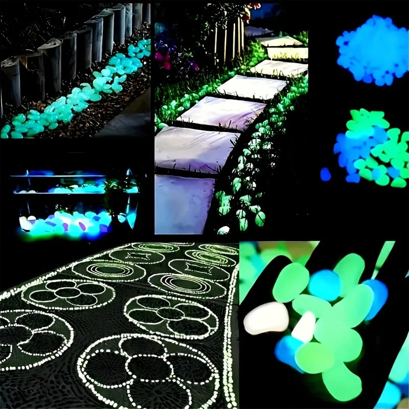 100pcs Glow In The Dark Pebbles, Resin Luminous Stones For Landscape, Garden Paths, Potted Plants, Parks, Aquarium Decor, Beauty World Shop