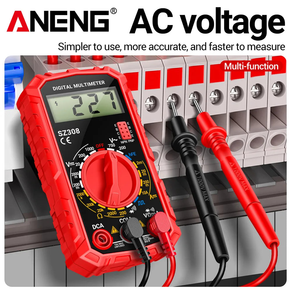 ANENG SZ308 Digital Multimeter   AC/DC Current Meter Voltage Resistance Meter Electrician LCD Backlight Ohm Square Wave Test Beauty World Shop