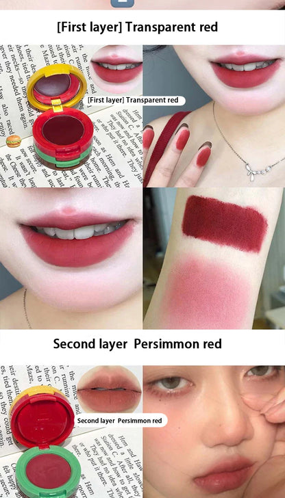 Cappuvini Velvet Lip Mousse - Matte Butter Formula, Long-Lasting Non-Drying, Cute Hamburger Design ,Compact and portable Beauty Trend Shop