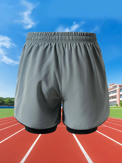 Summer Men Running Shorts Fitness Gym Training 2 in 1 Sports Shorts Quick Dry WorkoutJogging Double Deck Shorts Beauty World Shop