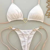 New Sexy Bikini Solid Color Lace-up Split Two-piece Swimsuit for Women Beauty World Shop