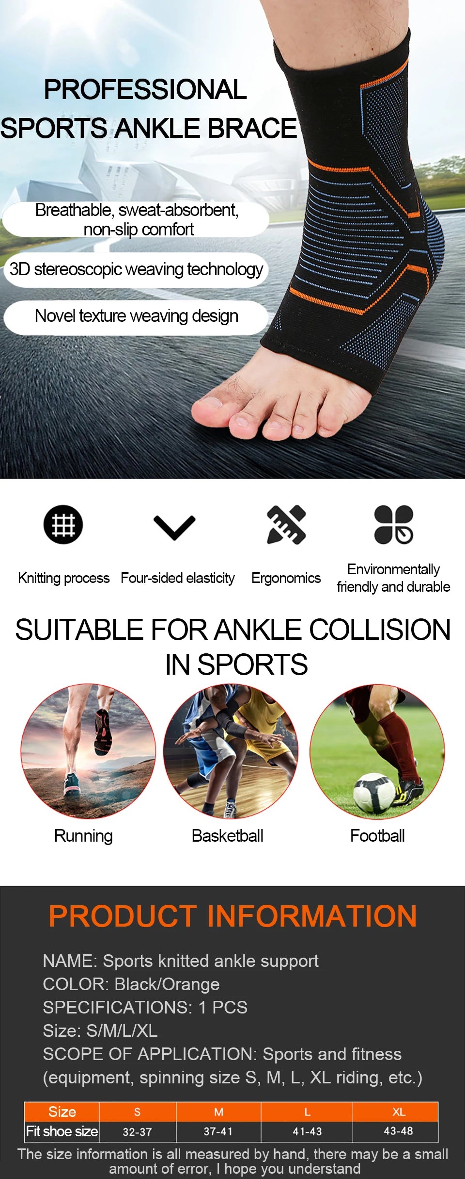 LOOGDEEL 1PCS Elastic Knitted Sports Ankle Support Brace Fitness Cycling Yoga Basketball Volleyball Foot Joint Ankle Protection Beauty World Shop