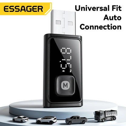 ESSAGER Bluetooth 5.4 Car Adapter Wireless FM Transmitter Audio Receiver&Handsfree Call Auto Stereo Mic Car Adapter Accessories Beauty World Shop