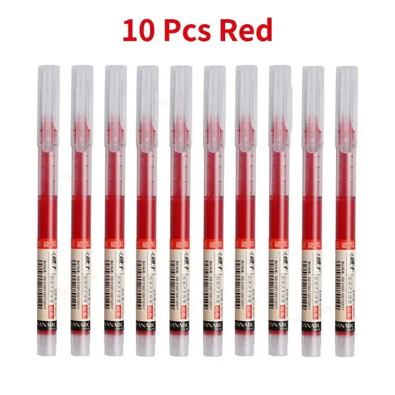 10Pcs/set High Quality Needle Type Gel Pens Straight Liquid Ballpoint Pen Kawaii Stationery School Office Supplies Writing Beauty World Shop