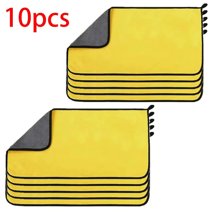 1/2/3/6/10pcs 30X60cm Microfiber Car Cleaning Towels Soft Quick Drying for Windows Mirrors Wiping Rags Double Layer Wash Cloth Beauty World Shop