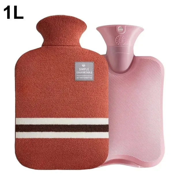 Hot Water Bottle with Knitted Cover Durable 1L/2L Hot Water Bag for Pain Relief Hot Cold Therapy Hand Feet Warmer Women Gifts Beauty World Shop
