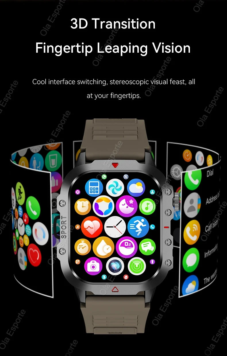 New Military GPS Smart Watch Men Flashlight Compass Waterproof Outdoor Sports Tracker Bluetooth Calls Smartwatch For Android IOS