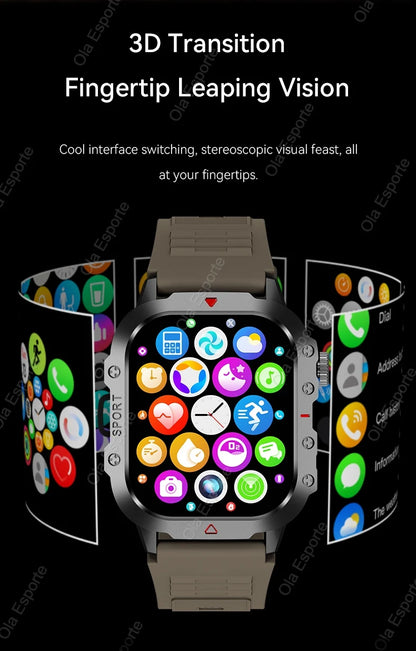 New Military GPS Smart Watch Men Flashlight Compass Waterproof Outdoor Sports Tracker Bluetooth Calls Smartwatch For Android IOS