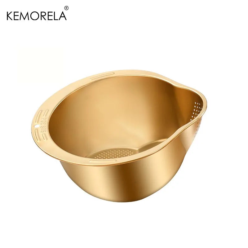 Rice Washer Strainer Bowl Stainless Steel 304 Rice Washing Bowl Rice Sieve Colander Fruit And Vegetable Strainer Kitchen Tools Beauty World Shop