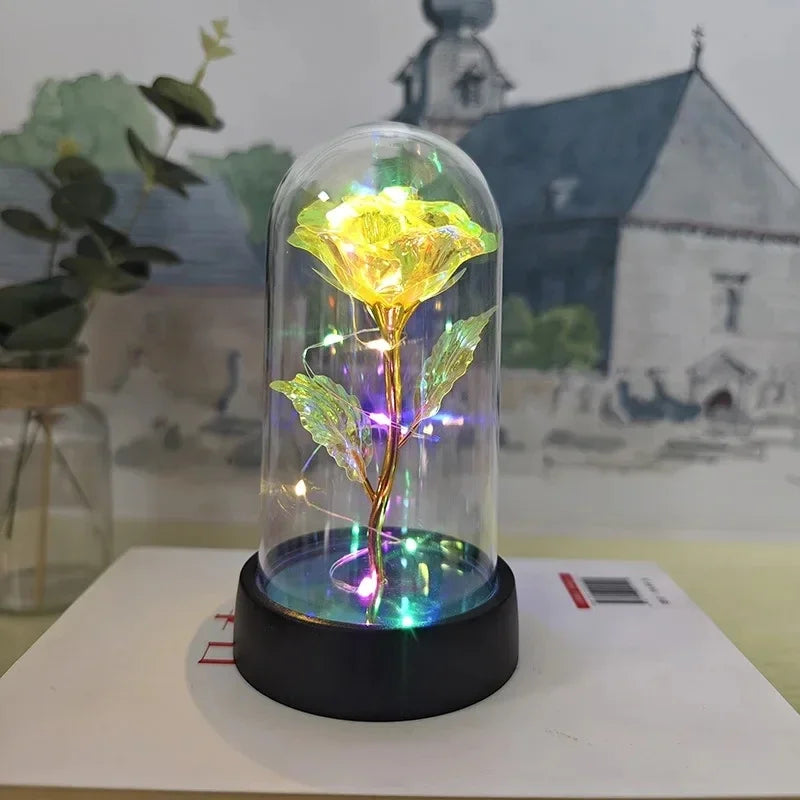 Artificial Rose Flowers Valentines Day Gift for Girlfriend Eternal Rose LED Light Foil Flower Wedding Decor Christmas Gifts Beauty World Shop