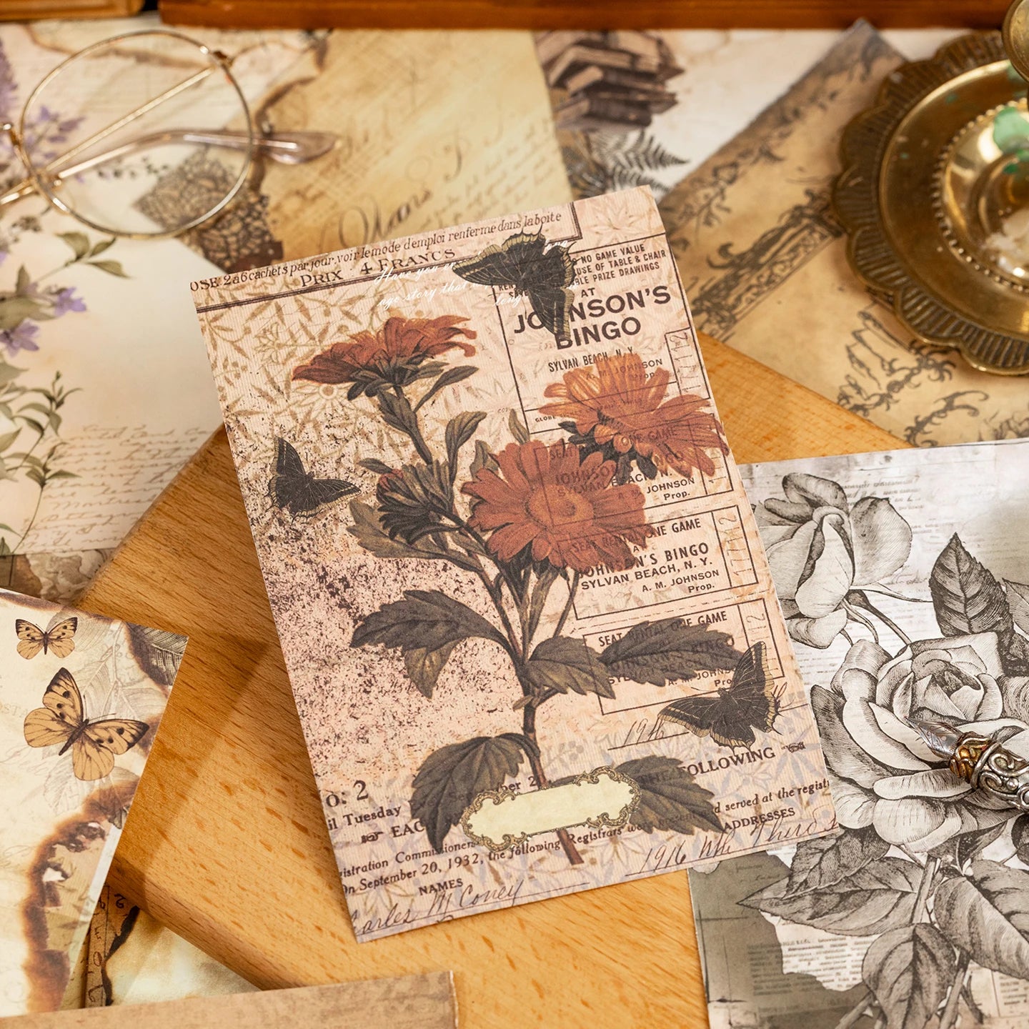 Mr.Paper 192pcs Vintage Style Notebook Set, Gold Foil Writing Pad for Journaling Note Taking, Retro Stationery Paper Sheets Beauty World Shop