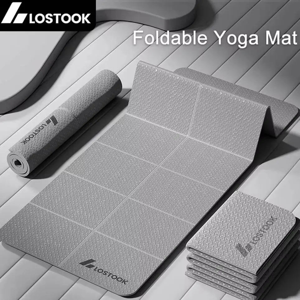 4mm Thick TPE Foldable Yoga Mat 183*61cm Easy Storage for Travel Yoga Pilates Home Exercise Floor Mat ﻿ Beauty World Shop