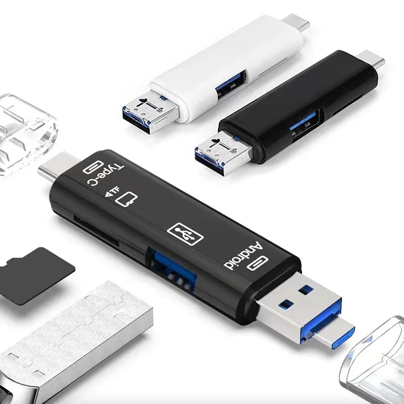 5 In 1 Multifunction USB 3.0 Type C USB Micro USB SD TF Memory Card Reader for Android IPhone Computer Dock OTG Type C Adapter Beauty World Shop