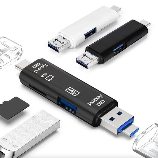 5 In 1 Multifunction USB 3.0 Type C USB Micro USB SD TF Memory Card Reader for Android IPhone Computer Dock OTG Type C Adapter Beauty World Shop
