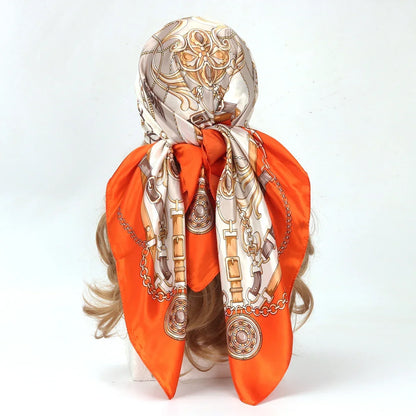 90*90cm Silk Scarf Scarftop Headwraps Women Four Seasons Hair Scarve Hijab Foulard Iuxe Bandana Femme Headscarf Beauty World Shop