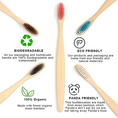 50/100Pcs Bamboo Children's Soft Bristled Toothbrush is Naturally Biodegradable And Reduces Plastic Waste,Making It Very Suitabl Beauty World Shop