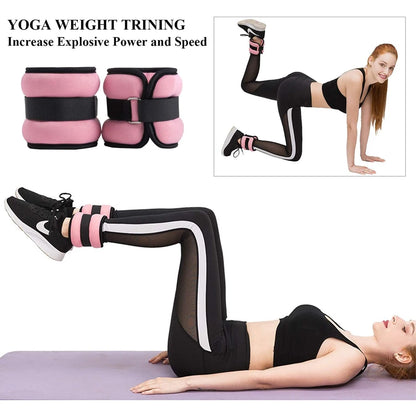 1Pair Adjustable Ankle & Wrist Weights (0.5kg/1kg) - Neoprene Leg Arm Straps for Running, Yoga - Strength Training for Women Men Beauty World Shop