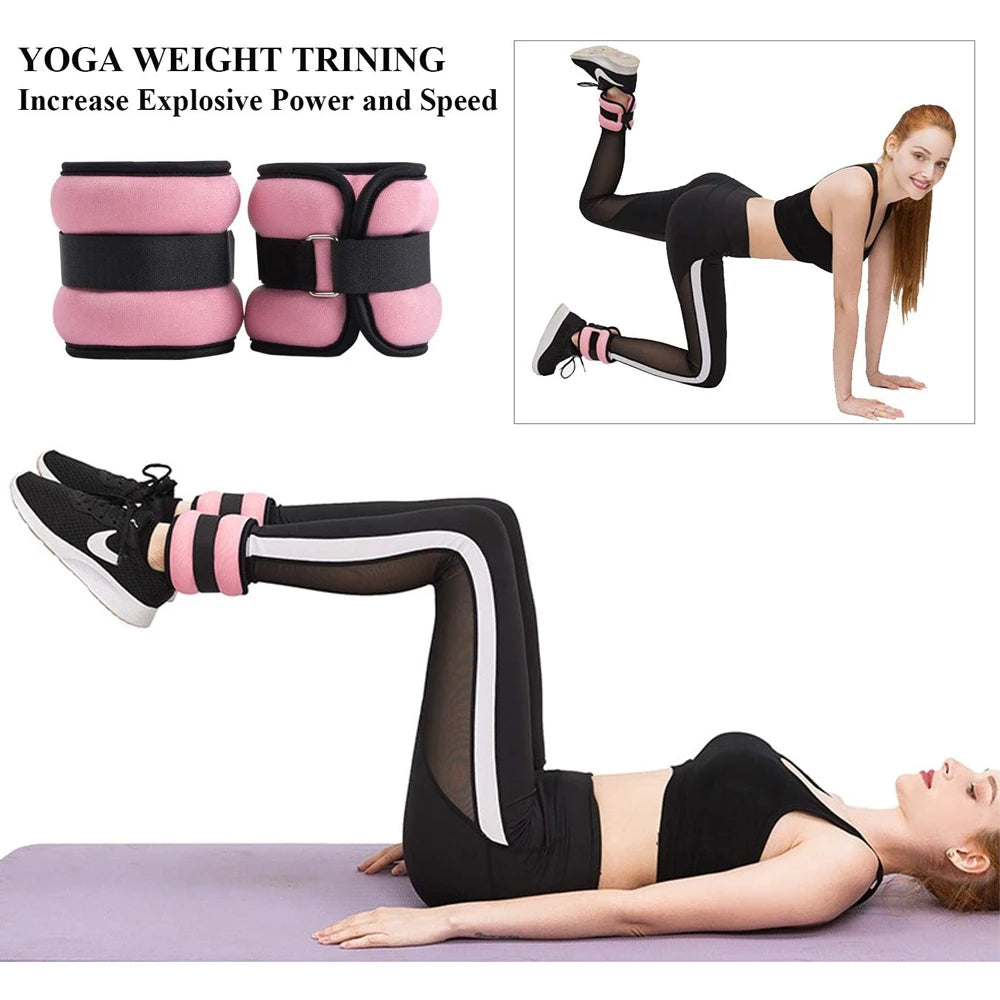 1Pair Adjustable Ankle & Wrist Weights (0.5kg/1kg) - Neoprene Leg Arm Straps for Running, Yoga - Strength Training for Women Men Beauty World Shop