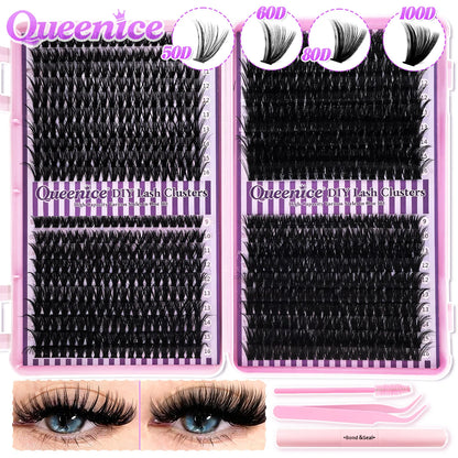 DIY Lash Extension Kit Clusters Individual Eyelashes Kit 9-16mm with Bond and Seal Wispy Natural Mange Lashes Beauty World Shop