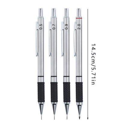 Metal Mechanical Pencil Set with Pencil Grip Leads Art Drawing Student Office Supplies 0.5/0.7/0.9/2.0mm Automatic Pencil Beauty World Shop