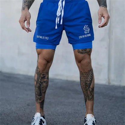 2025 NEW 2 IN 1 Sport Running Casual Breathable Shorts Men Double-deck Jogging Quick Dry GYM Shorts Fitness Workout Men Shorts