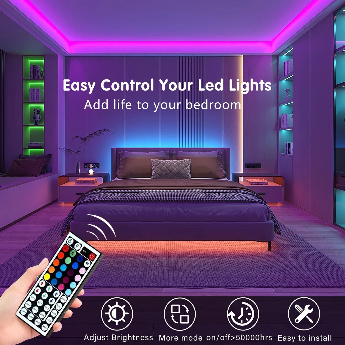 Led Strip Lights with 44 Key Remote Control 1m 5m 10m 20m RGB Tape Led Wall Room for Home Bedroom Party Decor TV Backlight Beauty World Shop
