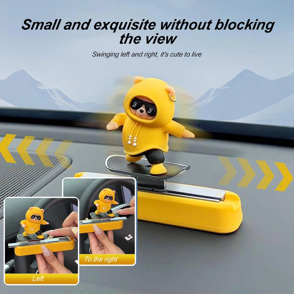 New Dashboard Car Decorations Skateboard Bear Magnetic Parking Number Plate Creative Car Cartoon Interior Interior Accessories Beauty World Shop