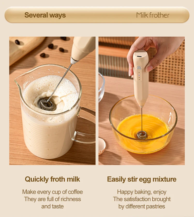 MINI Coffee Frother USB Rechargeable 3 Speeds Foam Maker Coffee Milk Mixer Electric Handle Blender Egg Beater Hot Cooking Tools Beauty World Shop
