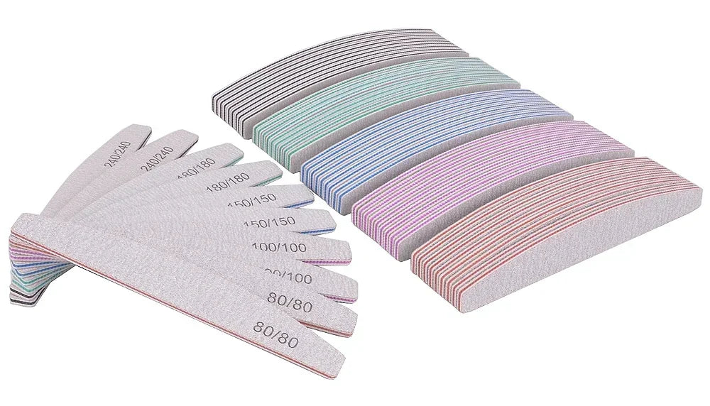 5/10Pcs Professional Nail File 150/180 Sandpaper Strong Thick Nail Files Sanding Half Moon Lime nail accessories and Tools Beauty World Shop