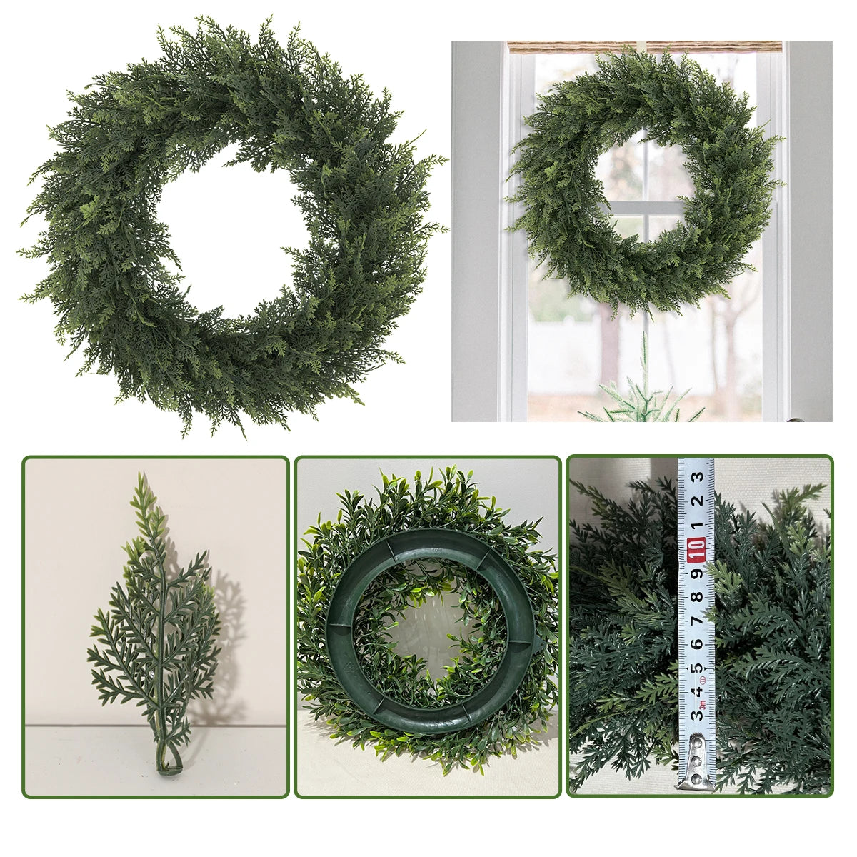 SIA FLOWER Cedar Artificial Flower Ring PE Material Cedar Grass Ring Artificial Plants Garden Decor Home Decor Beauty World Shop